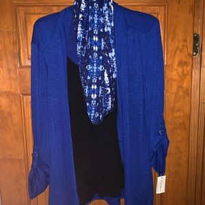 2 piece Sweater blouse w/infinity scarf